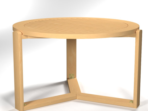 Runder Holztisch für den Außenbereich, moderne Möbel, PBR 2K-Texturen, Low Poly, spielbereit 3D Modell