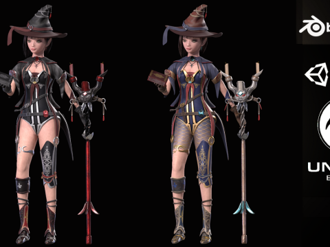 Fantasy Witch Girl Modelo 3D