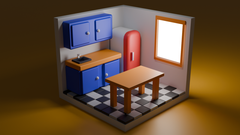 Stylized kitchen 3D Model .c4d .max .obj .3ds .fbx .stl .blend