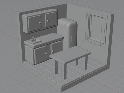 Stylized kitchen 3D Model