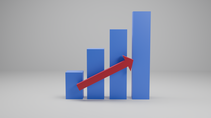 Wachsendes Balkendiagramm mit Pfeil 3D Modell .c4d .max .obj .3ds .fbx .stl .blend 