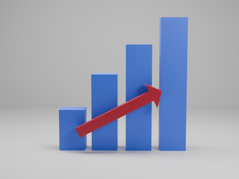 Graphique à barres croissant avec flèche Modèle 3D