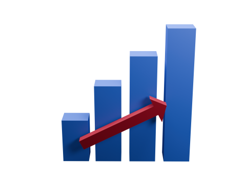 Wachsendes Balkendiagramm mit Pfeil 3D Modell