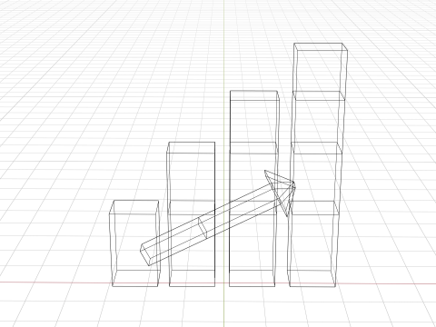 Wachsendes Balkendiagramm mit Pfeil 3D Modell