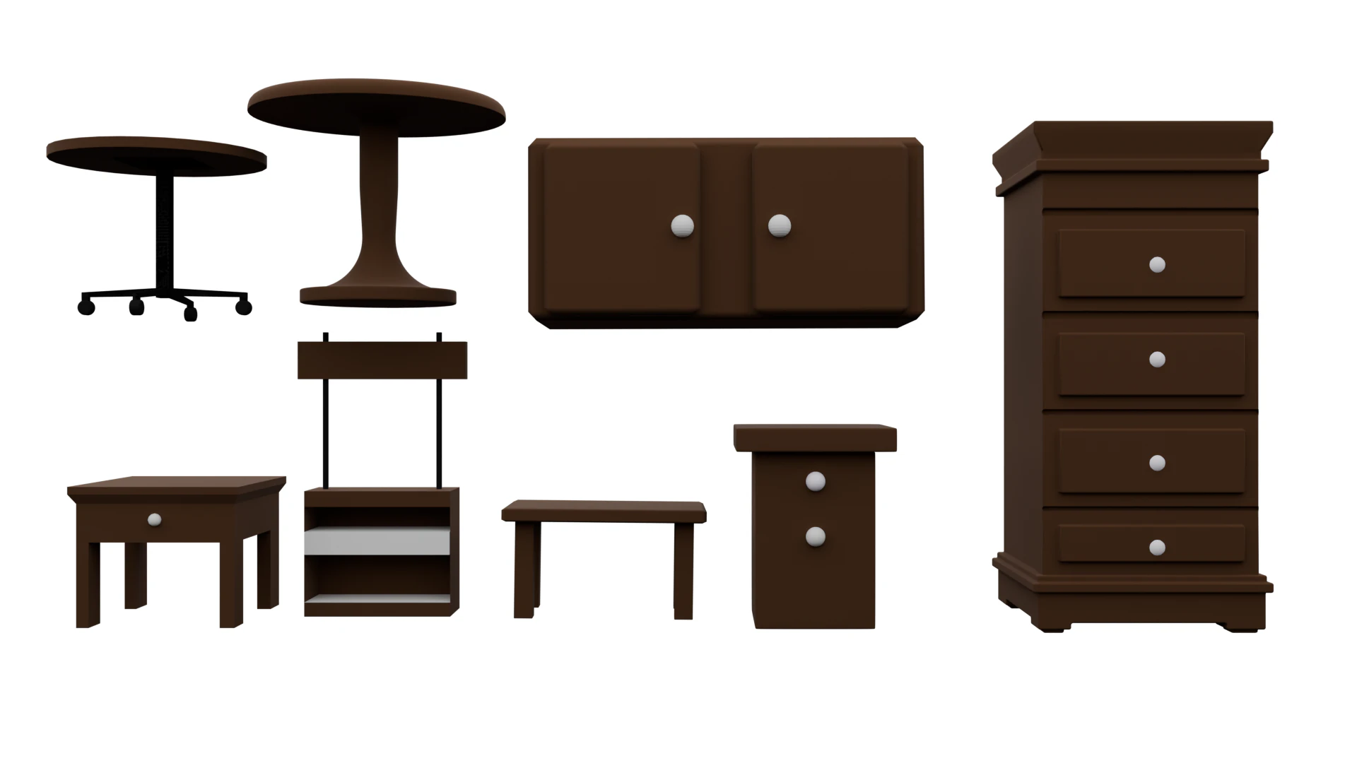Old Vintage Furniture Pack 01 3D Model .c4d .max .obj .3ds .fbx .stl .blend 