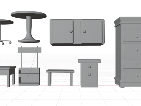 Pack Meubles Anciens Vintage 01 Modèle 3D