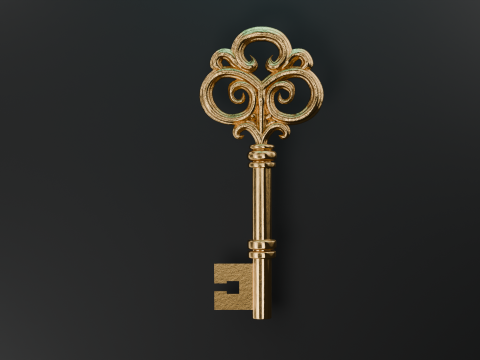 Золотий старовинний ключ 3D Модель