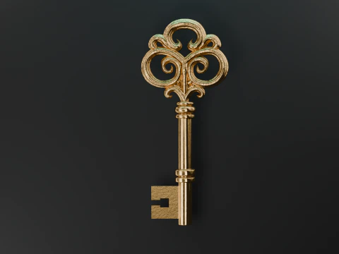 Altın Vintage Anahtar 3D Model
