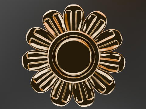 Gouden bloemornament 3D Model