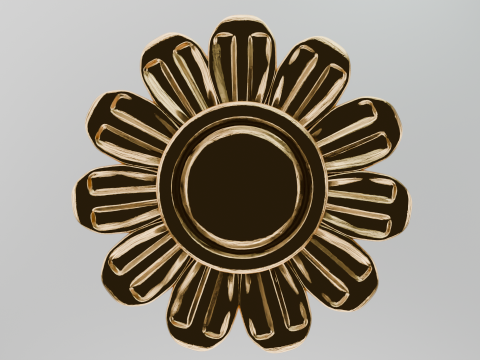 황금 꽃 장식 3D 모델