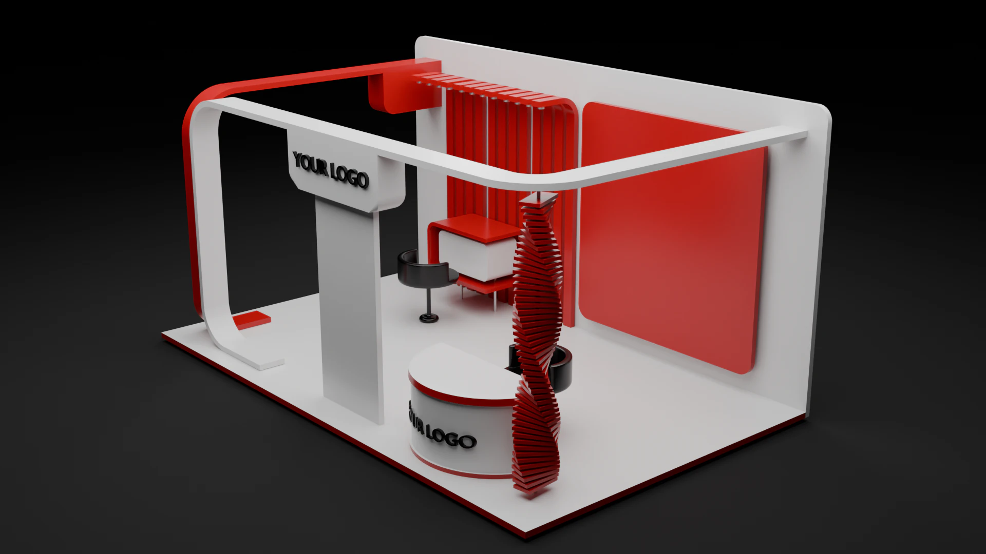 Exhibition booth 3D Model .c4d .max .obj .3ds .fbx .stl .blend 