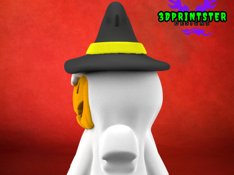 Cute Halloween Pumpkin Ghost Halloween Decor Cute Ghost with Witch Hat 3D Print Model