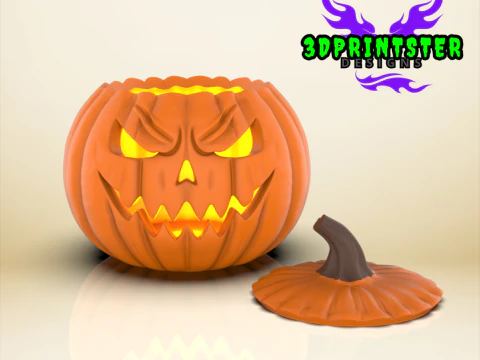 Cara de ab&oacute;bora de Halloween com tampa Modelo de Impressão 3D
