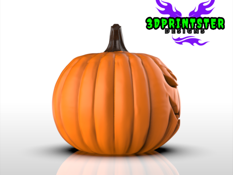 ハロウィンのカボチャの顔(蓋付き) 3Dプリントモデル