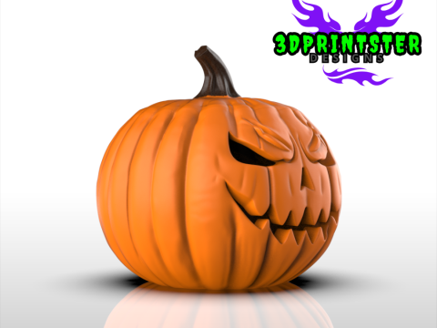 ハロウィンのカボチャの顔(蓋付き) 3Dプリントモデル