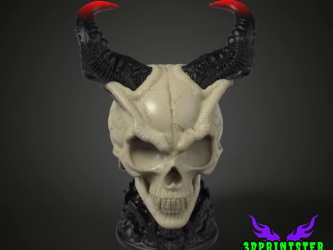 Boynuzlu Şeytan Kafatası 3D Baskı Modeli