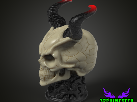 Череп демона с рогами 3D Принт Модель