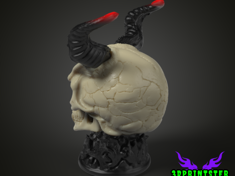 Череп демона с рогами 3D Принт Модель