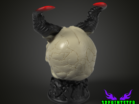 Череп демона с рогами 3D Принт Модель