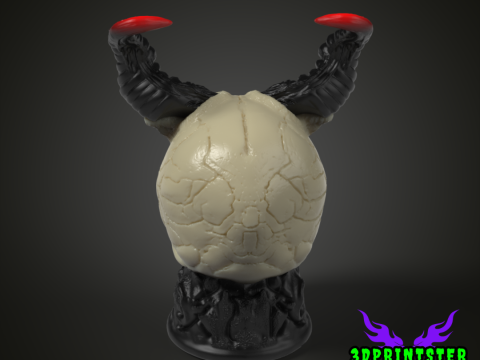 Череп демона с рогами 3D Принт Модель