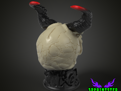 Череп демона с рогами 3D Принт Модель
