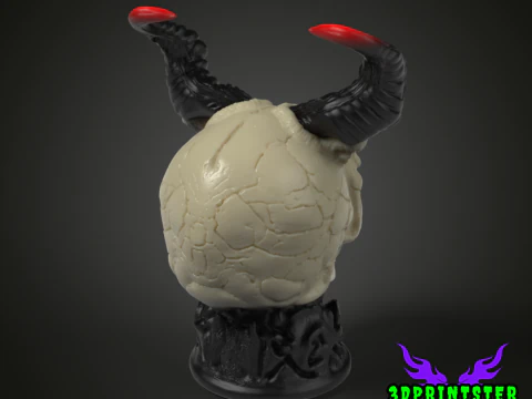 Demon Skull With Horns 3D Print Model