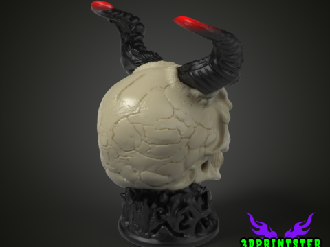 Череп демона с рогами 3D Принт Модель