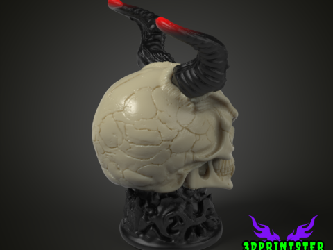 Череп демона с рогами 3D Принт Модель