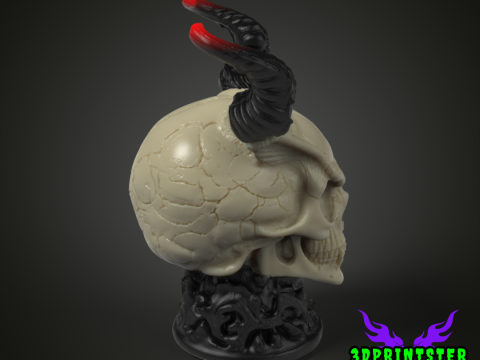 Череп демона с рогами 3D Принт Модель