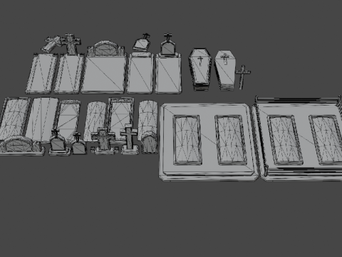 Paket Pemakaman Modular Toon3D Model 3D