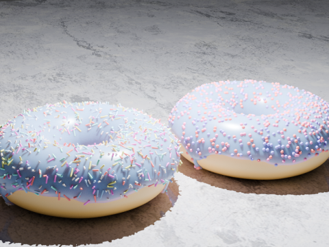 2 donuts realism food 3D Model