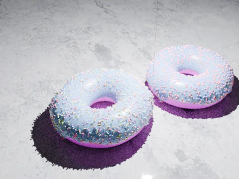 2 donuts realism food 3D Model
