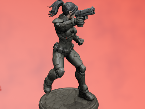 Cyber ​​taktyczna wojowniczka dynamiczna poza figurka STL Model do druku 3D