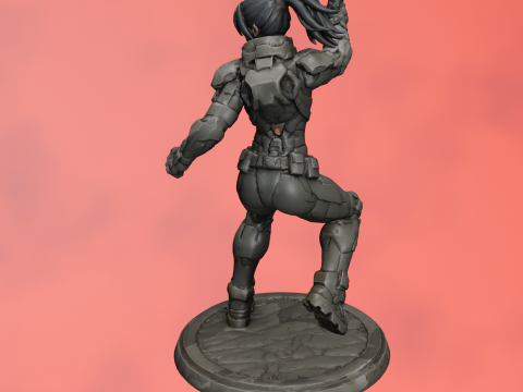 Cyber ​​taktyczna wojowniczka dynamiczna poza figurka STL Model do druku 3D