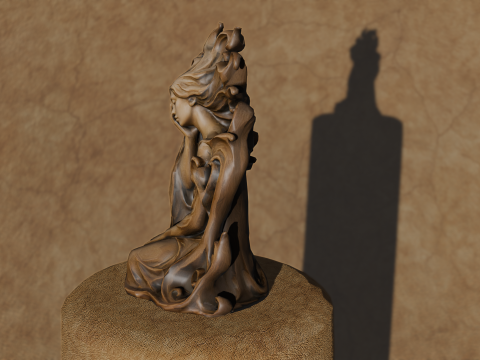Patung Wanita Fantasi 3D Kesedihan Halus Model Cetak 3D