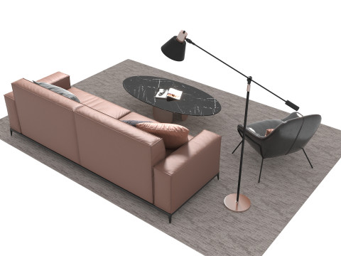 Leather sofa set01 3D Model