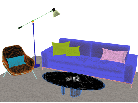 Leather sofa set01 3D Model