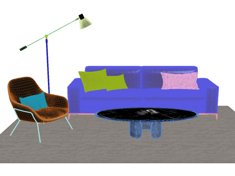 Leather sofa set01 3D Model