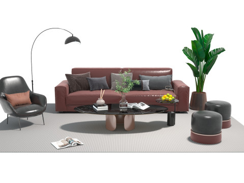 가죽 소파 세트 01 3D 모델