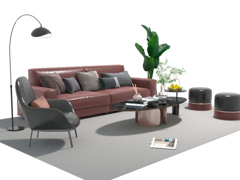 가죽 소파 세트 01 3D 모델