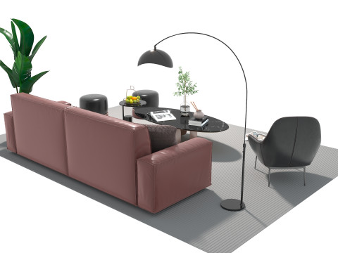 가죽 소파 세트 01 3D 모델