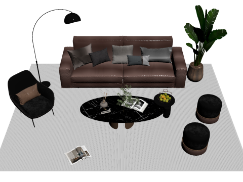 가죽 소파 세트 01 3D 모델