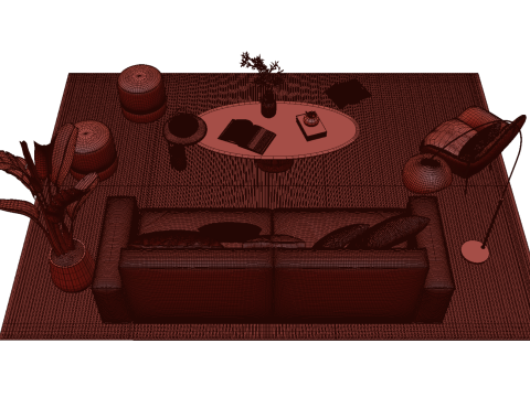 가죽 소파 세트 01 3D 모델