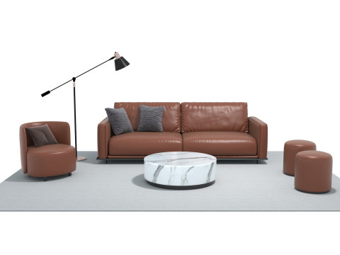 Set sofa kulit 02 Model 3D