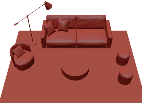 Set sofa kulit 02 Model 3D