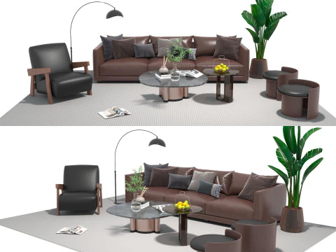 Leather sofa set 03 3D Model