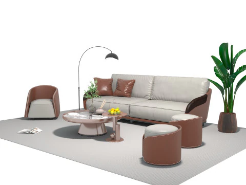 Leather sofa set 05 3D Model