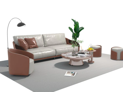 Leather sofa set 05 3D Model
