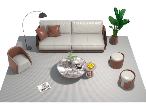 レザーソファセット05 3Dモデル