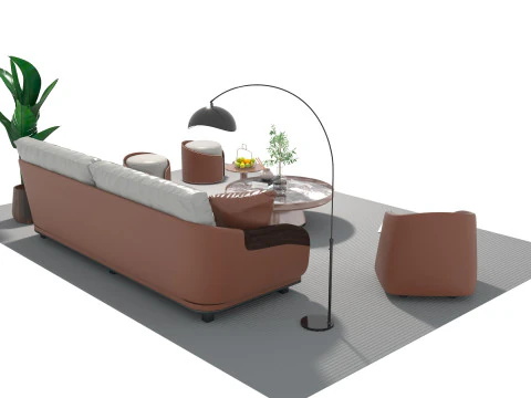 Leather sofa set 05 3D Model